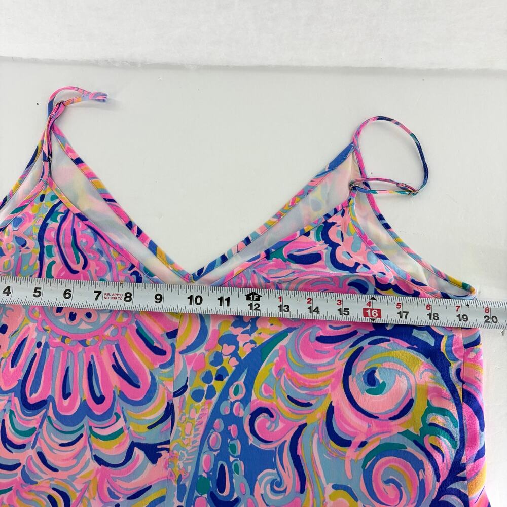 Lilly Pulitzer Spaghetti Strap Mini Slip Dress Size L Pink Blue Abstract Print - Picture 4 of 14